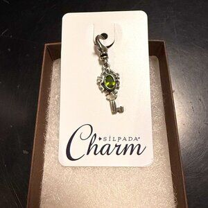 NWT Silpada Sterling You Hold the Key Green Crystal Charm with box